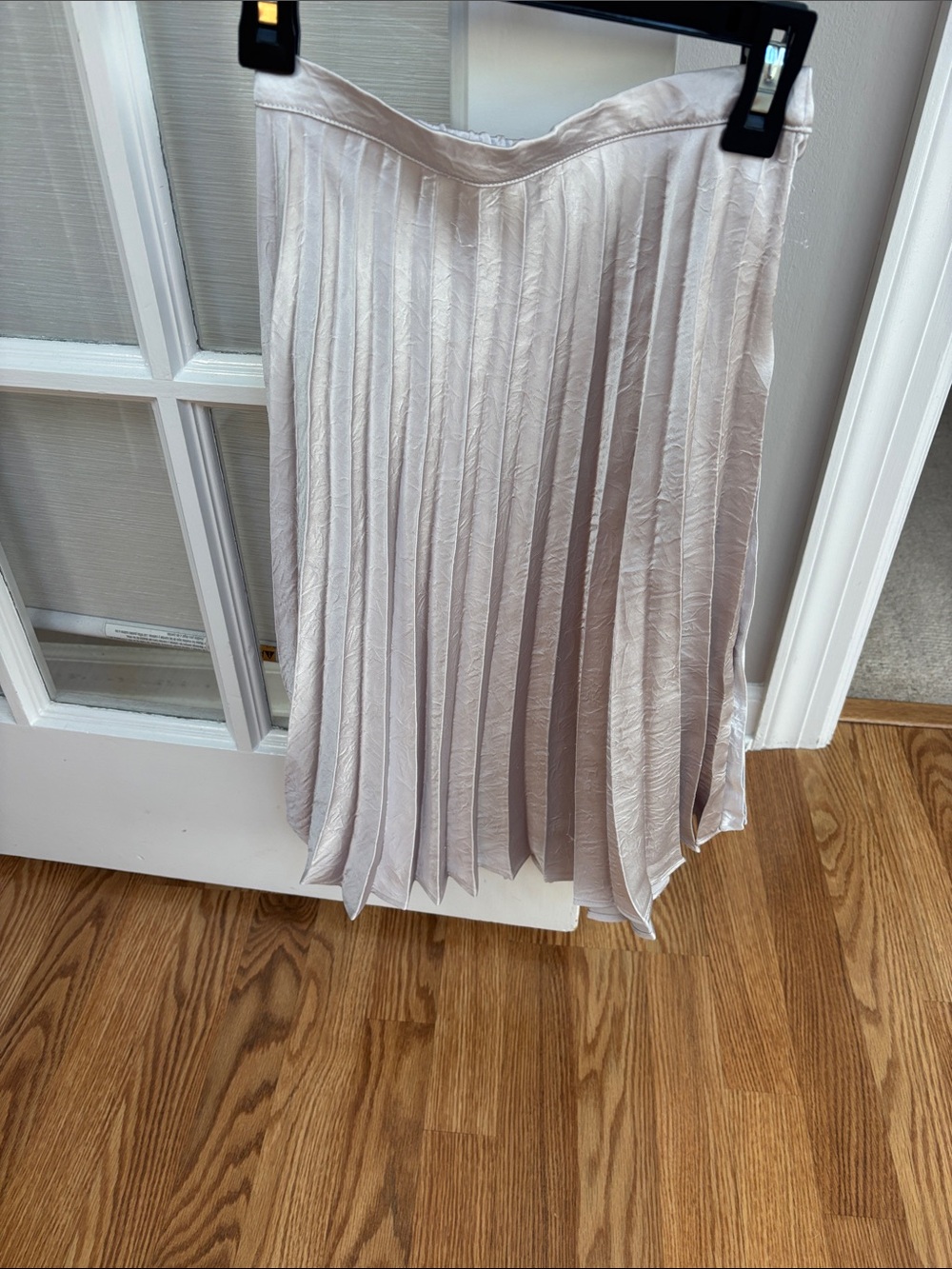 Zara Pleated Satin Midi Skirt - Silver